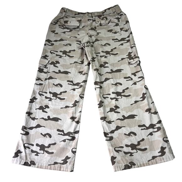 RSQ Pants Womens Cargo Mid Rise Canvas Camo Khaki Baggy Straight Wide Leg - Picture 2 of 10